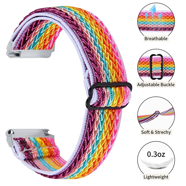For Garmin Vivomove 3 / GarminMove 3 20mm Elastic Watch Strap Replacement Watchband - Rainbow