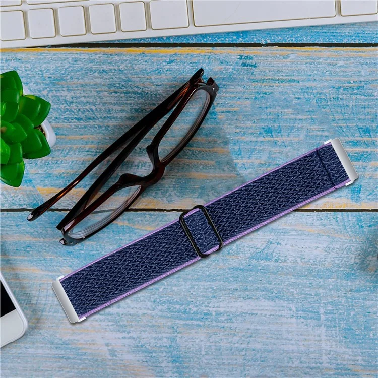 For Garmin Vivomove Style / Garminmove Style 20mm Elastic Watch Strap Replacement Watchband - Purple+Blue