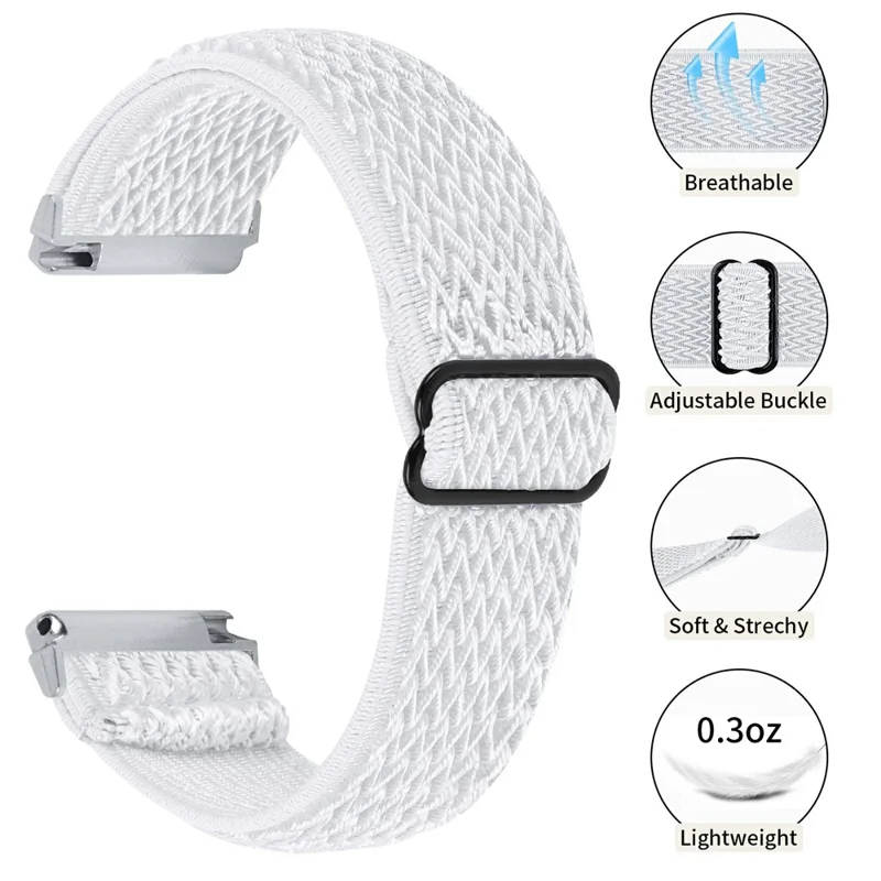 For Garmin Vivomove Style / GarminMove Style 20mm Elastic Watch Strap Replacement Watchband - White