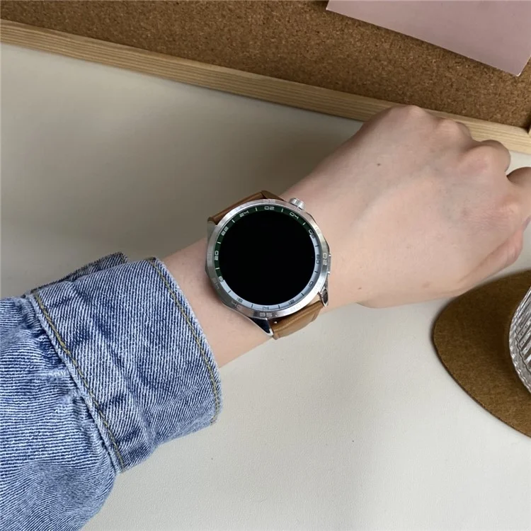 Para Huawei Watch 4 Pro / 4 / GT 4 46mm Universal 22mm Fivela Magnética Genuine Cow Leather Watch Strap - Marrom