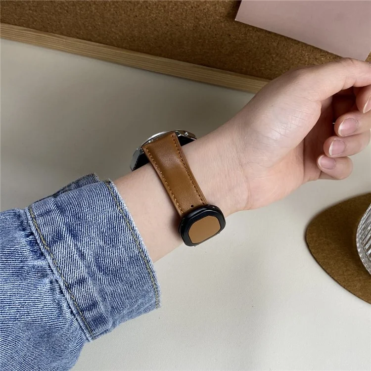 Para Huawei Watch 4 Pro / 4 / GT 4 46mm Universal 22mm Fivela Magnética Genuine Cow Leather Watch Strap - Marrom