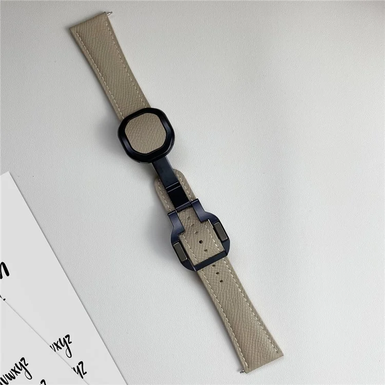 Para Huawei Watch 4 Pro / 4 / GT 4 46mm Universal 22mm Fivela Magnética Genuine Cow Leather Watch Strap - Marrom