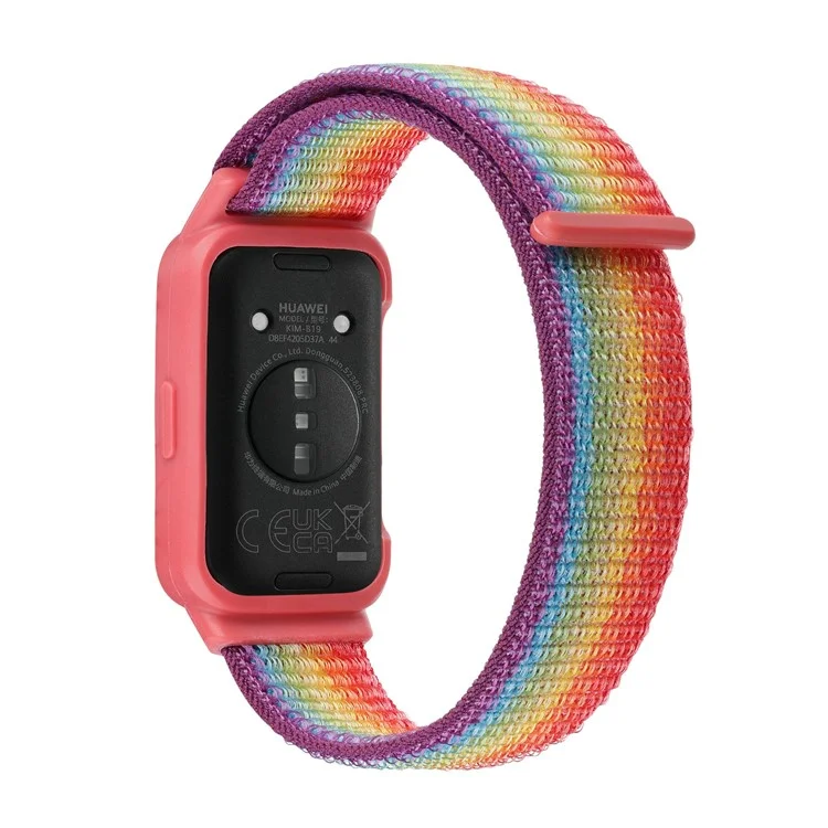 Para Huawei Band 8 / 9 Nylon Loop Watch Strap con Caja Protectora Integrada de TPU - Arcoíris