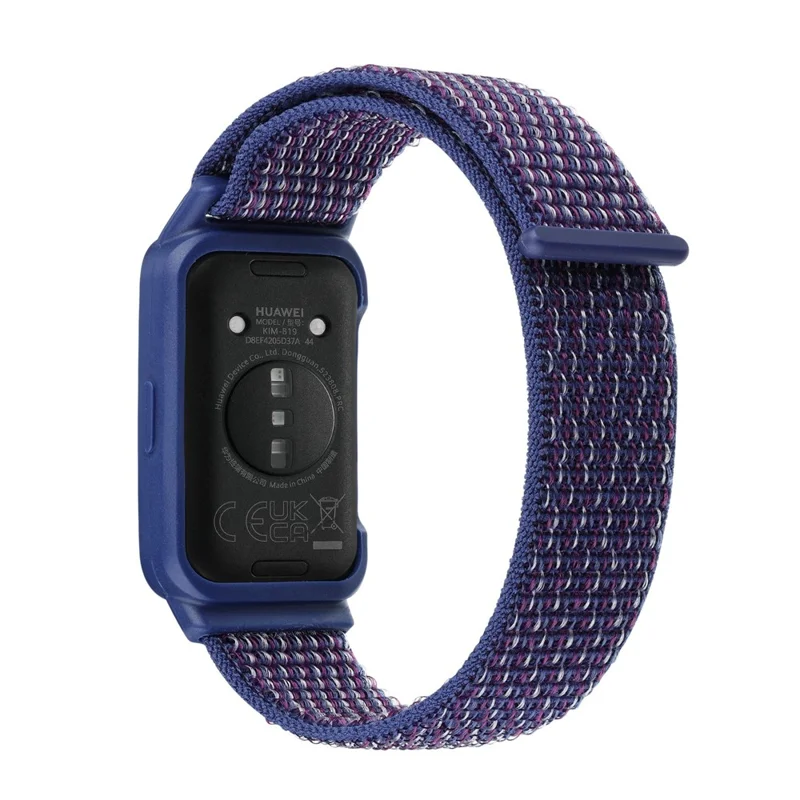 For Huawei Band 8 / 9 Nylon Loop Watch Strap with Integrated TPU Protective Case - Indigo Blue