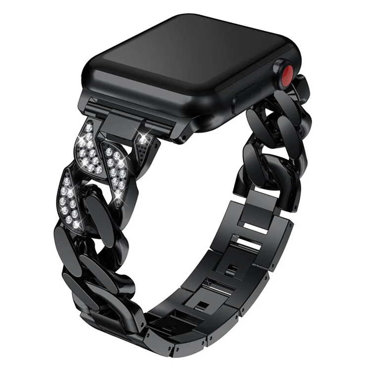 Para Apple Watch Series 10 42mm / 9 8 7 41mm / SE (2023) SE (2022) SE 6 5 4 40mm / 3 2 1 38mm Correa de Reloj Aleación de Zinc Banda - Negro