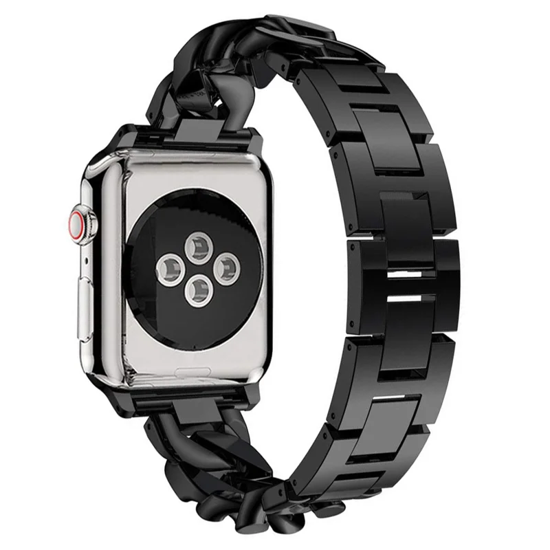 For Apple Watch Ultra 3 2 1 49mm / Series 11 10 46mm / 9 8 7 45mm / SE3 SE2 SE 6 5 4 44mm / 3 2 1 42mm Metal Watch Strap - Black