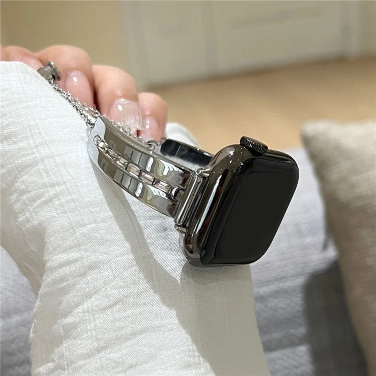 For Apple Watch 10 46mm / Ultra 2 / Ultra 49mm / 9 8 7 45mm / SE (2023) SE (2022) SE 6 5 4 44mm / 3 2 1 42mm Watch Jewelry Band Alloy Bracelet - Silver