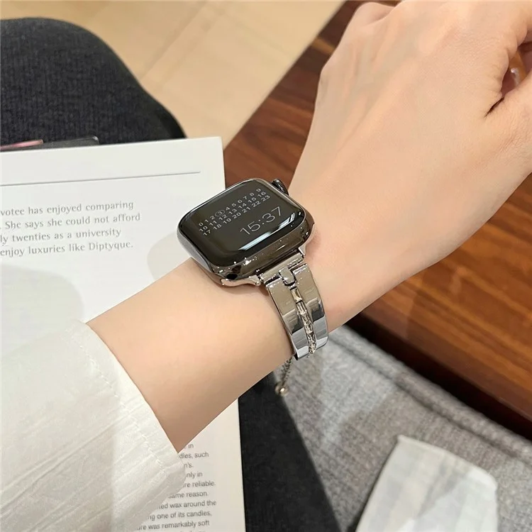For Apple Watch 10 46mm / Ultra 2 / Ultra 49mm / 9 8 7 45mm / SE (2023) SE (2022) SE 6 5 4 44mm / 3 2 1 42mm Watch Jewelry Band Alloy Bracelet - Silver