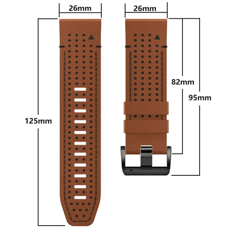 Per Garmin Fenix 7X / 7X Pro / 6X Watch Band 26mm Pelle + Cinturino Silicone di Ricambio - Marrone+Nero