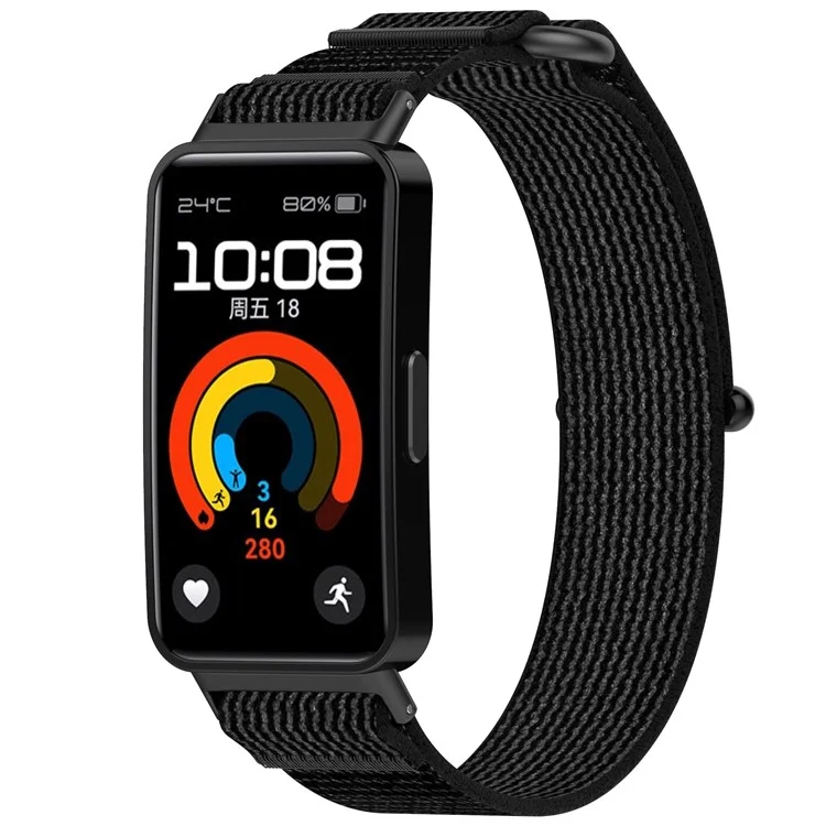 Pour Huawei Band 9 / Band 9 NFC / Band 8 / Band 8 NFC Sangle Nylon Sport Loop Watch Bands - Noir+Gris