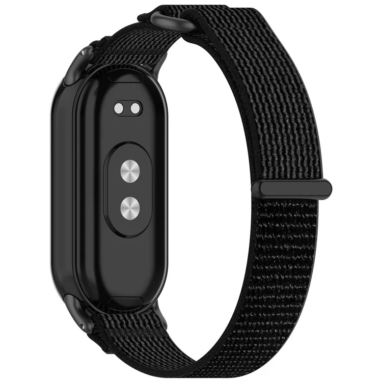 Für Xiaomi Mi Band 9 NFC / Mi Band 9 / Smart Band 8 NFC / Smart Band 8 Uhrenarmband Atmungsaktives Nylon-Sportarmband - Schwarz+Grau
