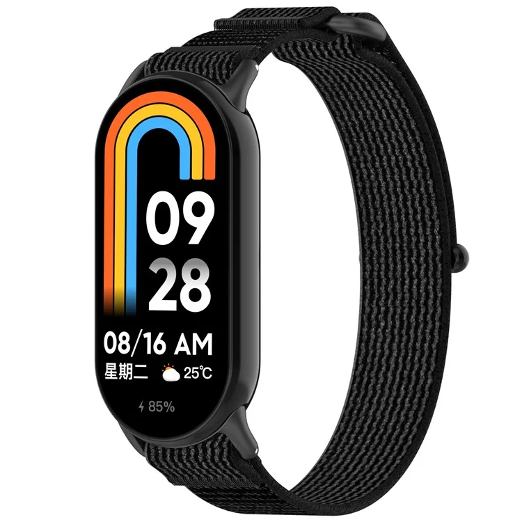 Für Xiaomi Mi Band 9 NFC / Mi Band 9 / Smart Band 8 NFC / Smart Band 8 Uhrenarmband Atmungsaktives Nylon-Sportarmband - Schwarz+Grau