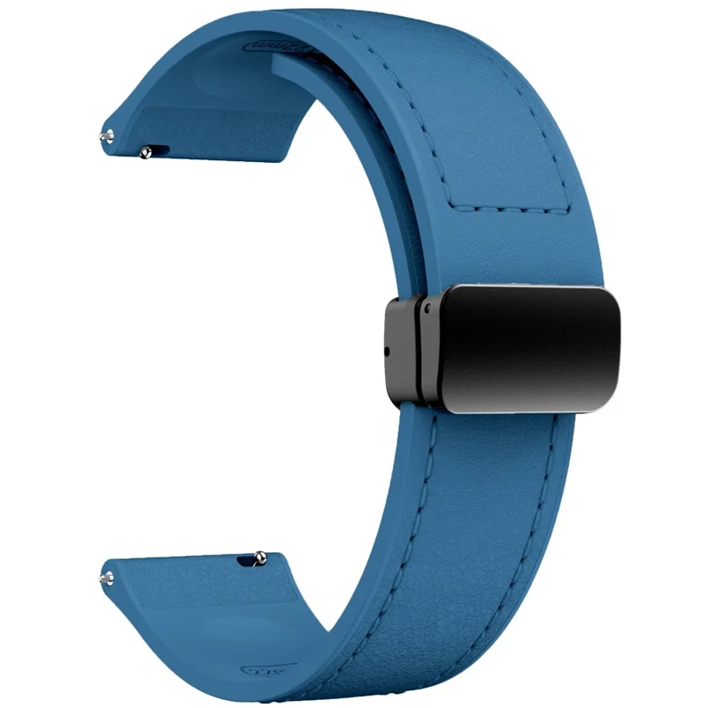 For Huawei Watch GT 3 42mm / GT 3 Pro 43mm Watch Band 20mm Leather Coated Silicone Strap with Magnetic Buckle - Blue