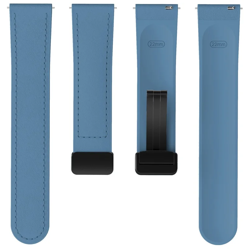 For Huawei Watch GT 3 42mm / GT 3 Pro 43mm Watch Band 20mm Leather Coated Silicone Strap with Magnetic Buckle - Blue