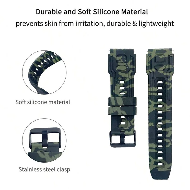 For Garmin Fenix 7 / 7 Pro / 6 / 5 Replacement Wrist Band 22mm Adjustable Silicone Watch Strap - Military Yellow