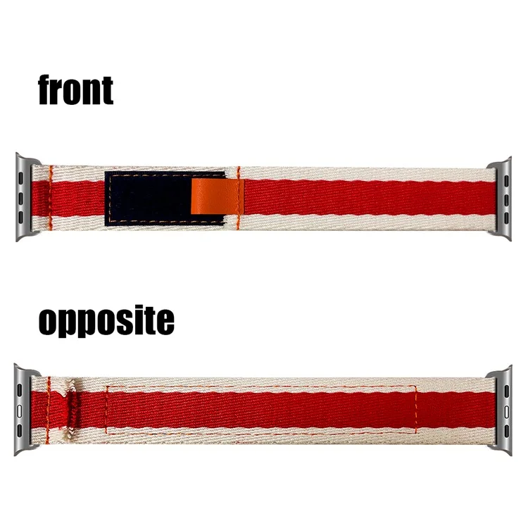 For Apple Watch 10 46mm / Ultra 2 / Ultra 49mm / 9 8 7 45mm / SE (2023) SE (2022) SE 6 5 4 44mm / 3 2 1 42mm Contrast Color Canvas Watch Strap - Red