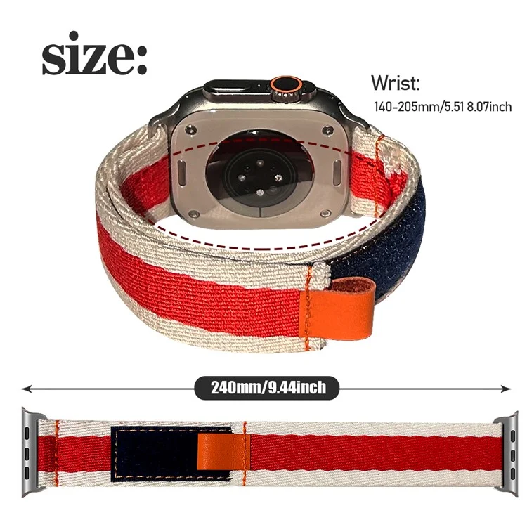 For Apple Watch 10 46mm / Ultra 2 / Ultra 49mm / 9 8 7 45mm / SE (2023) SE (2022) SE 6 5 4 44mm / 3 2 1 42mm Contrast Color Canvas Watch Strap - Red