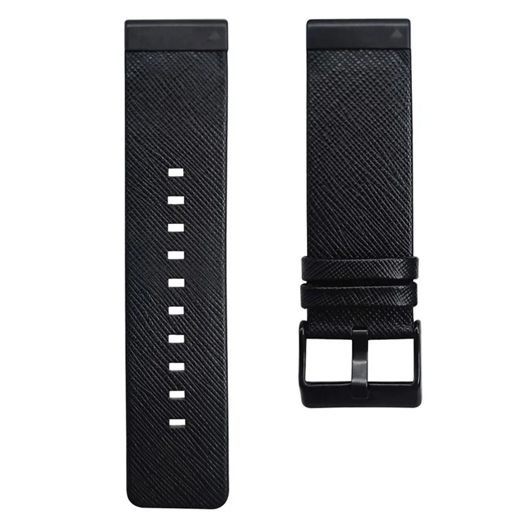 Pour Garmin Fenix 7 Pro / 7 / 6 / 5 Bracelet en cuir Strap réglable avec boucle ardillon en métal - Noir