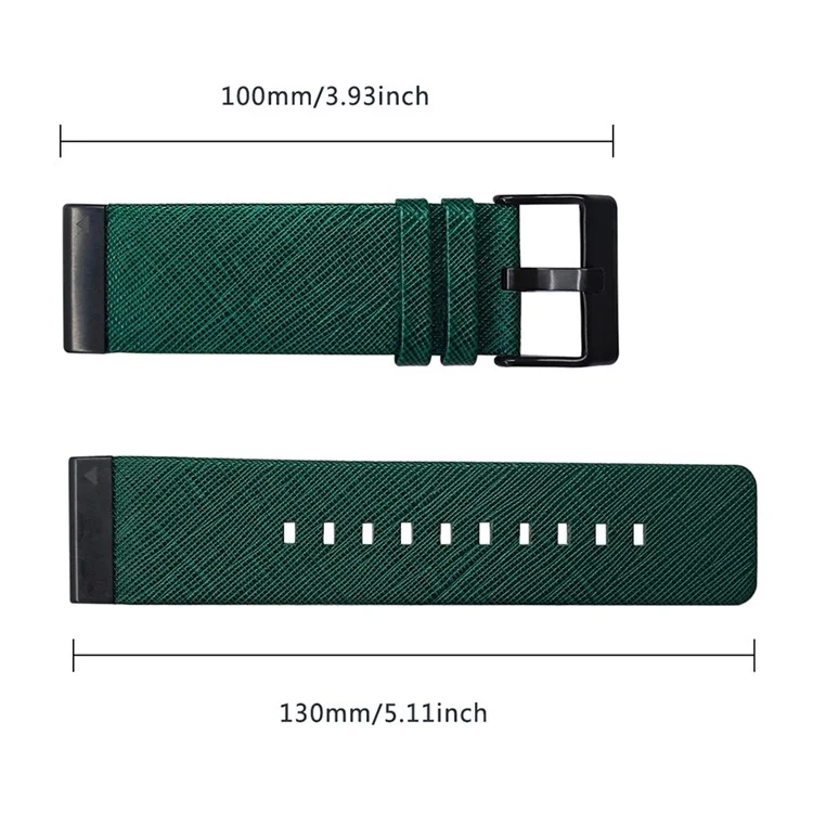 Pour Garmin Fenix 7 Pro / 7 / 6 / 5 Bracelet en cuir Strap réglable avec boucle ardillon en métal - Noir