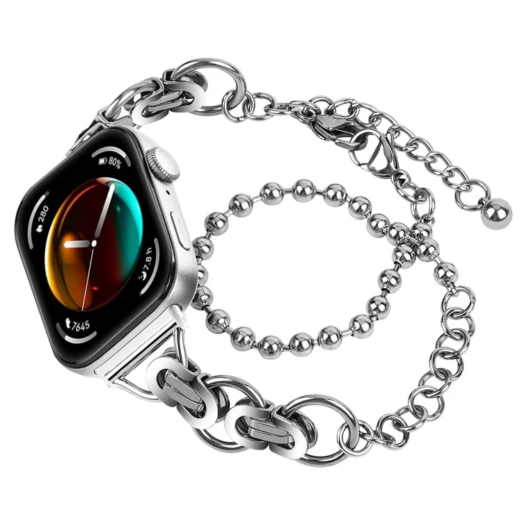 Для часов Huawei Watch Fit 3 двойной круг стильный умные часы ремешок из бусин цепочка из сплава - серебряный