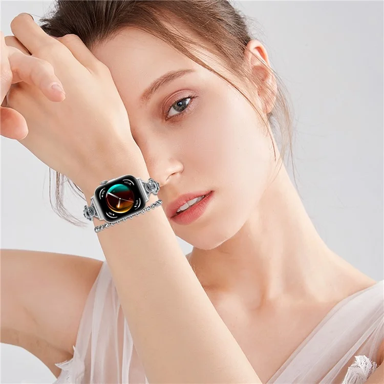 Для часов Huawei Watch Fit 3 двойной круг стильный умные часы ремешок из бусин цепочка из сплава - серебряный