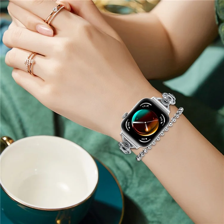 Для часов Huawei Watch Fit 3 двойной круг стильный умные часы ремешок из бусин цепочка из сплава - серебряный