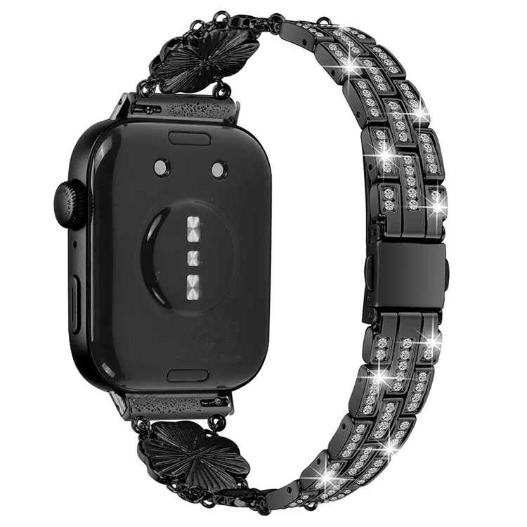 For Huawei Watch Fit 3 Band Smart Watch Metal Wrist Strap with Rhinestone - Black