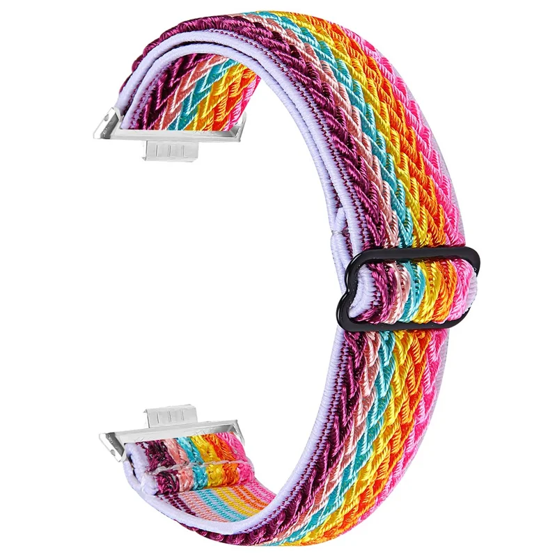For Huawei Watch Fit 3 Adjustable Nylon Watch Band Wave Design Elastic Wrist Strap - Rainbow 2