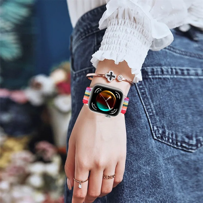 For Huawei Watch Fit 3 Adjustable Nylon Watch Band Wave Design Elastic Wrist Strap - Rainbow 2