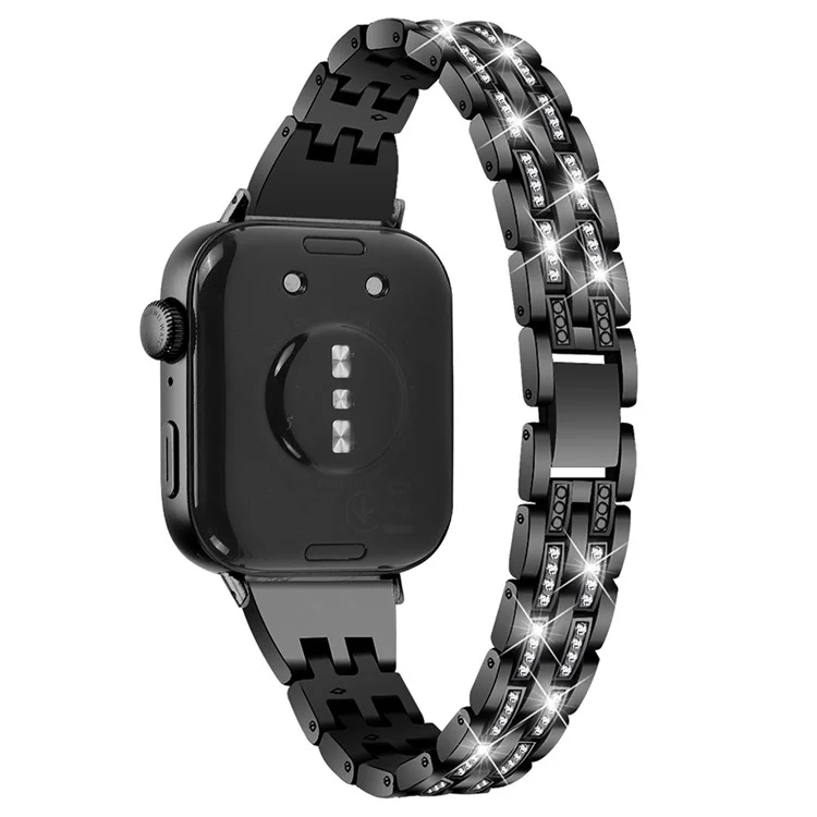Pour Huawei Watch Fit 3 Bracelet en métal avec décoration de strass - Noir