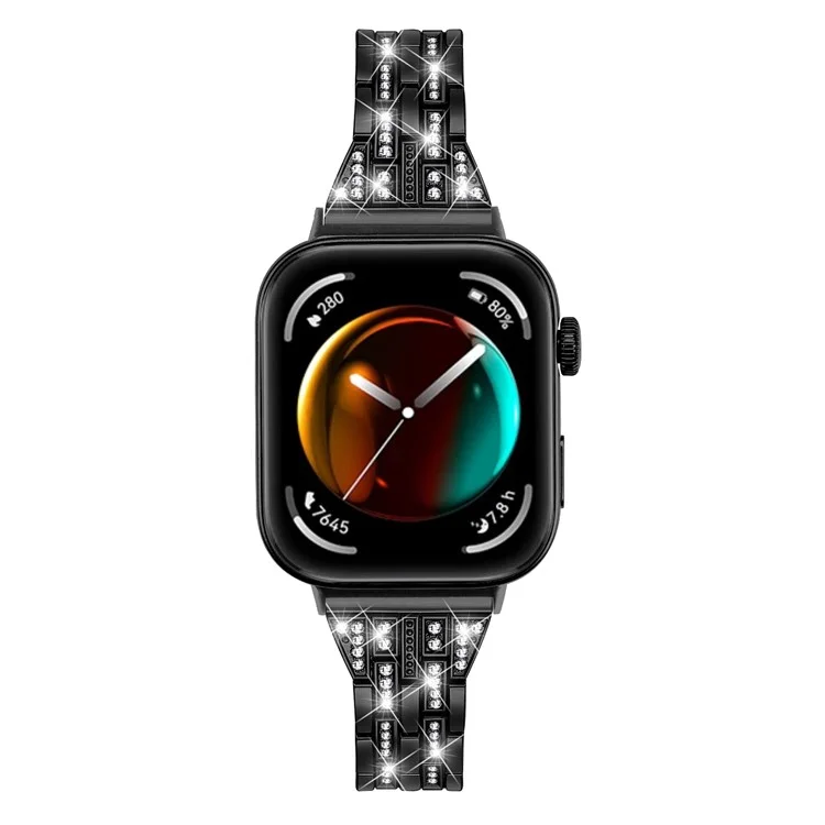 Pour Huawei Watch Fit 3 Bracelet en métal avec décoration de strass - Noir