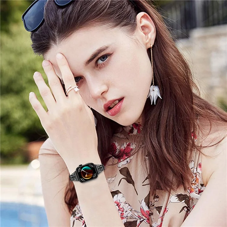 Pour Huawei Watch Fit 3 Bracelet en métal avec décoration de strass - Noir