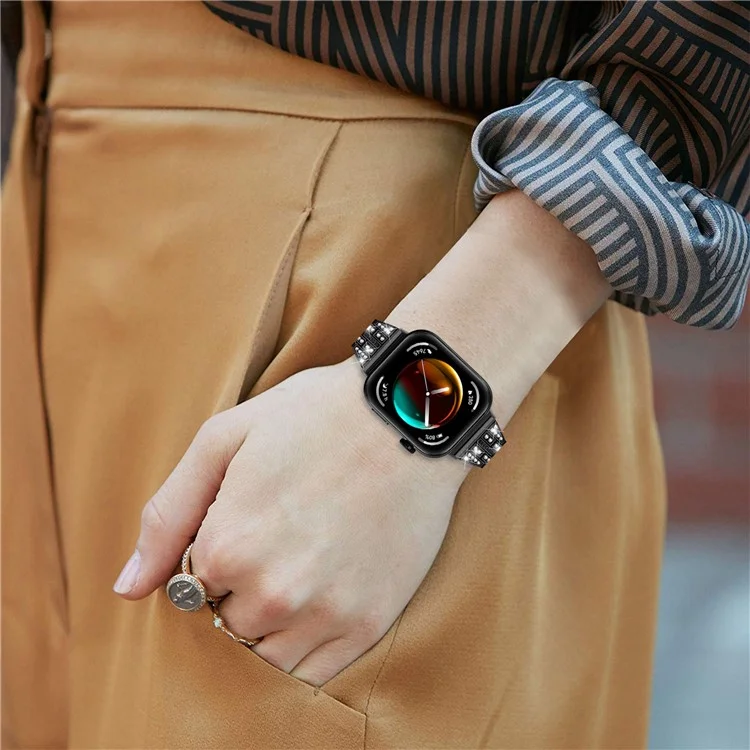 Pour Huawei Watch Fit 3 Bracelet en métal avec décoration de strass - Noir