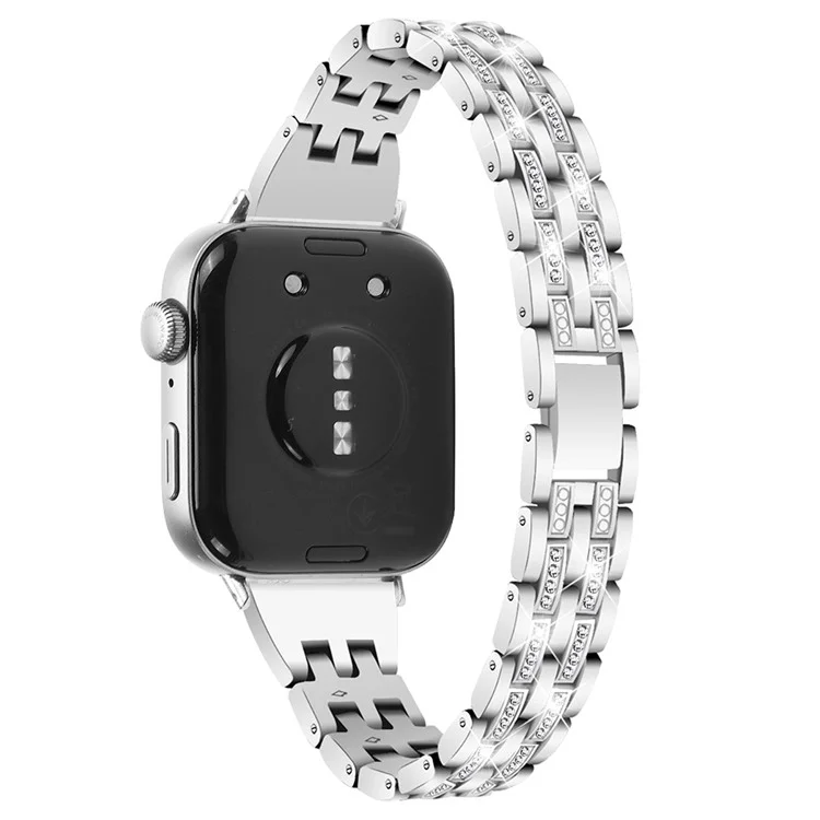 For Huawei Watch Fit 3 Metal Band Rhinestone Decorated Smart Watch Wrist Strap - Silver