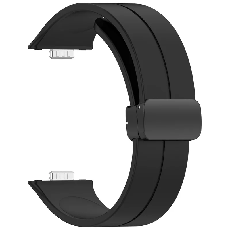 Para Huawei Watch Fit 3 Correa de reloj de silicona con hebilla plegable magnética - Negro