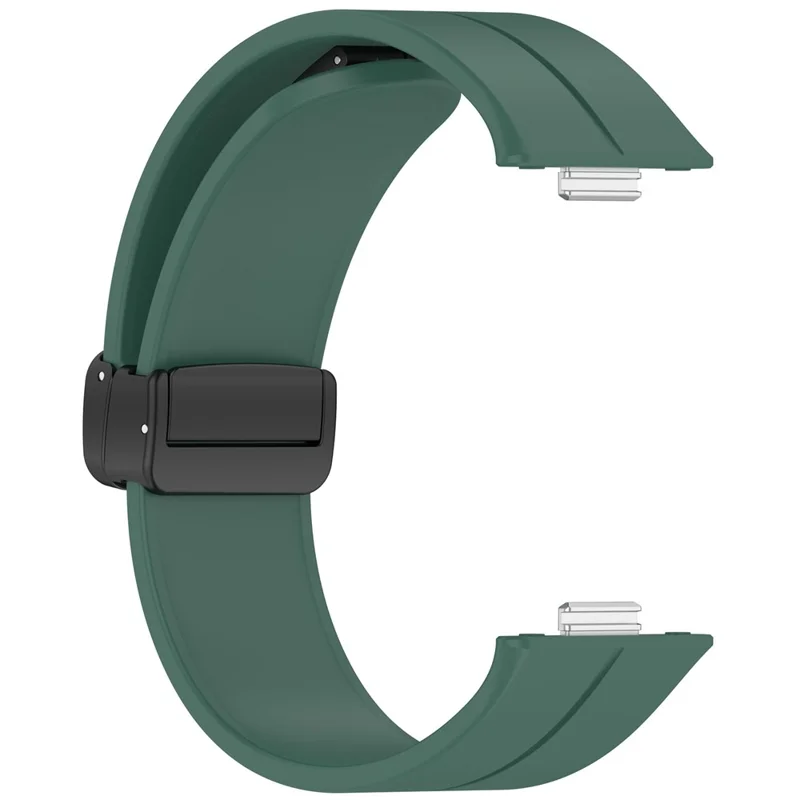 For Huawei Watch Fit 3 Silicone Watch Band Strap with Magnetic Folding Buckle - Dark Green