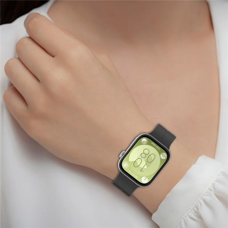 For Huawei Watch Fit 3 Silicone Watch Band Strap with Magnetic Folding Buckle - Dark Green