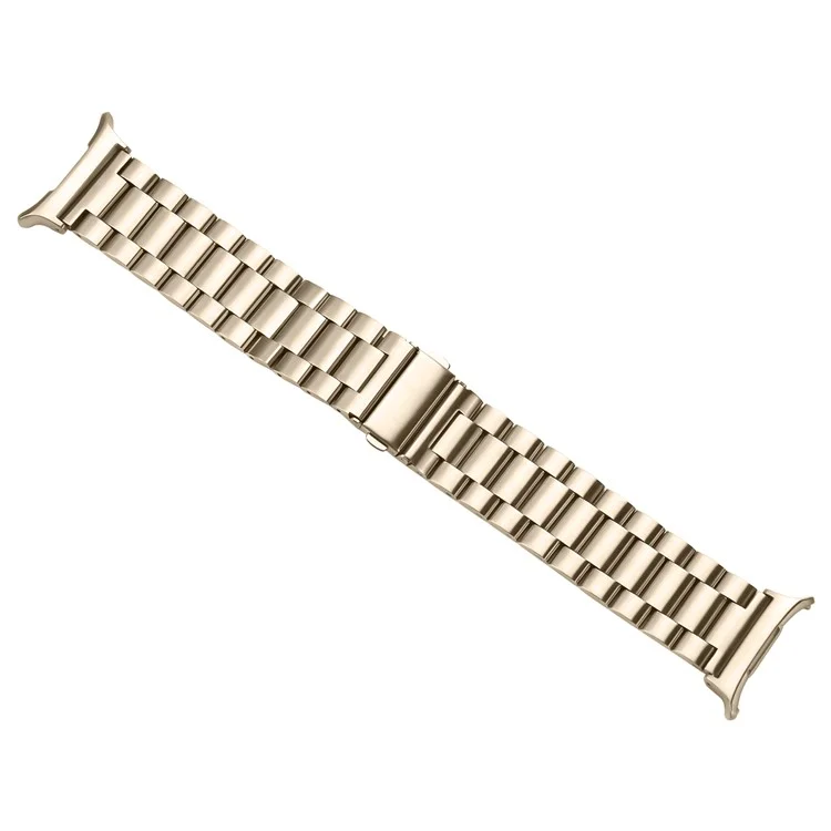 For Samsung Galaxy Watch Ultra 47mm Watch Band 3-Bead Stainless Steel Metal Strap - Retro Gold
