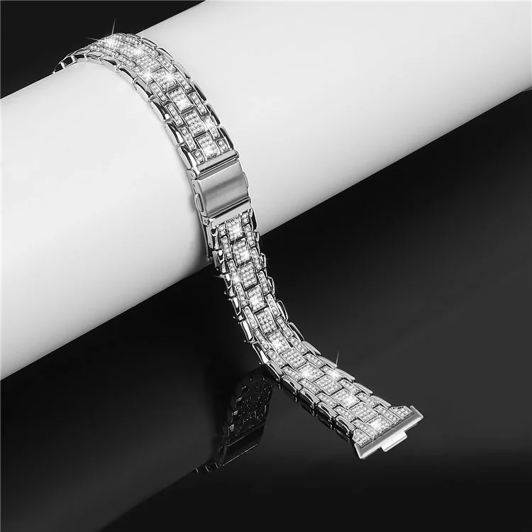 Для Huawei Watch Fit 3 Rhinestone Watch Band Five-Bead Metal Strap Bracelet - Gold