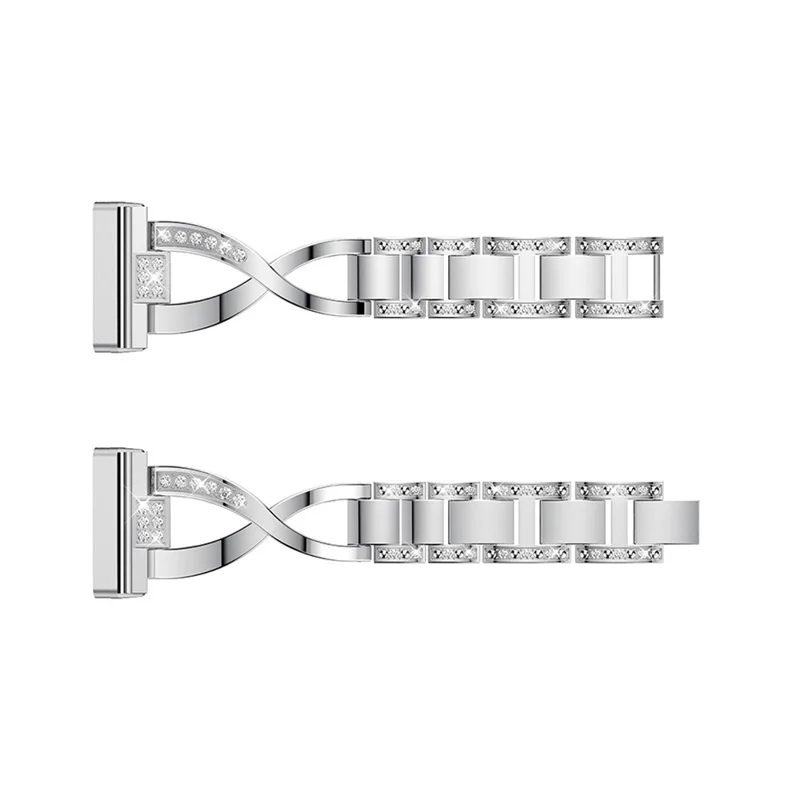 X Shape Rhinestone Decor Watch Band for Fitbit Versa 3 / Versa 4 / Sense / Sense 2 - Silver