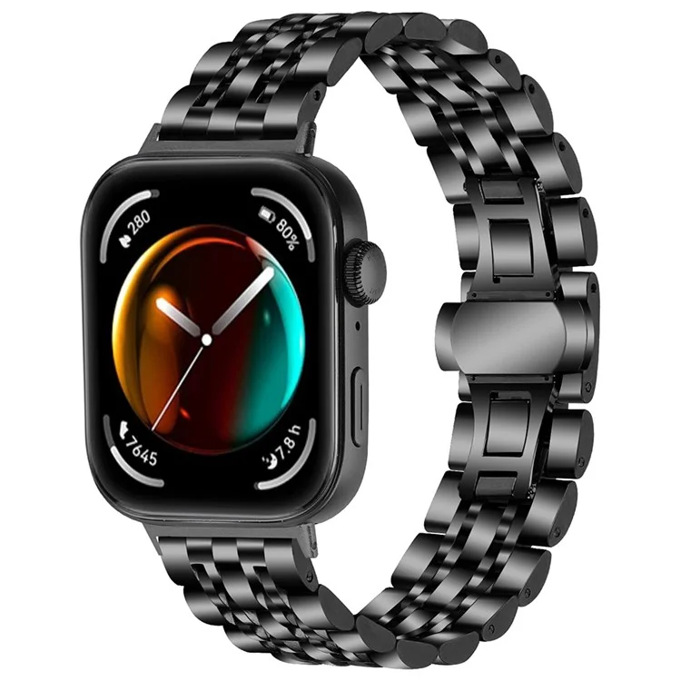 Für Huawei Watch Fit 3 Band 316L Edelstahl-Metallgewebe-Armband, Schwarz