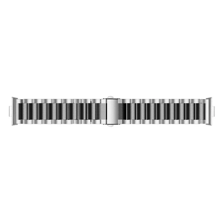 Para Huawei Watch Fit 3 Correa de reloj Pulsera de acero inoxidable de tres perlas - Plata+Negro