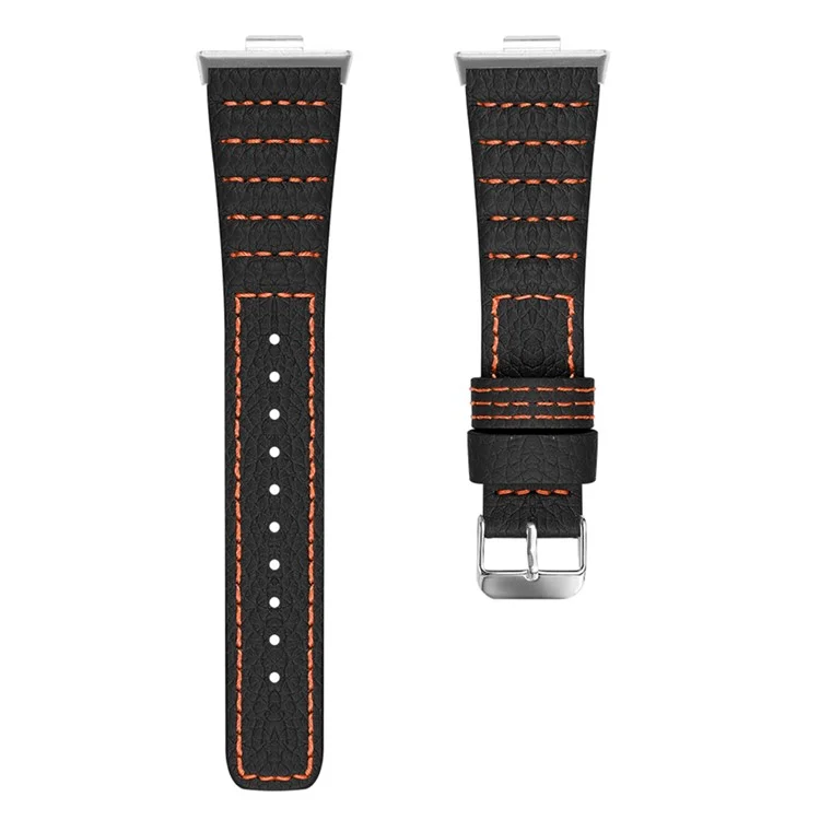 Para Huawei Watch Fit 3 Correa de Reloj Líneas de Puntada Onda Cuero de PU Banda de Muñeca - Negro