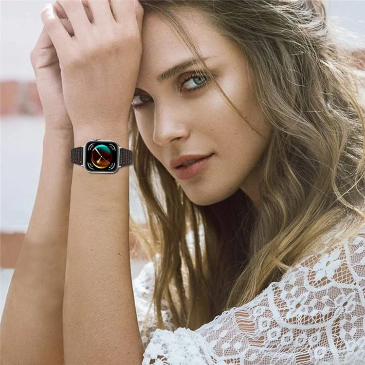 Para Huawei Watch Fit 3 Correa de Reloj Líneas de Puntada Onda Cuero de PU Banda de Muñeca - Negro