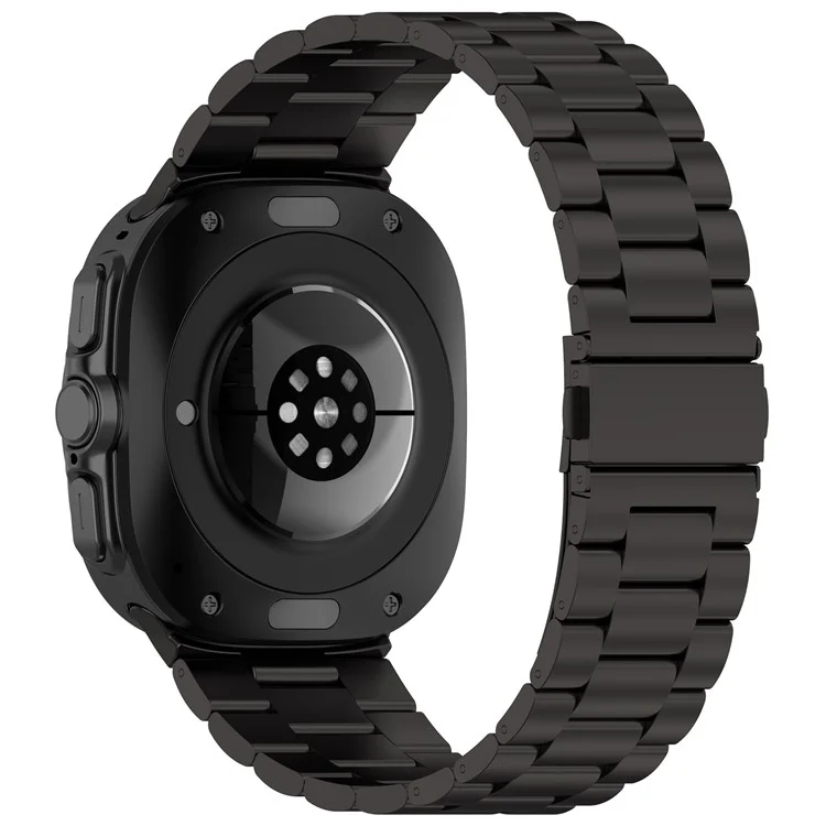 For Samsung Galaxy Watch Ultra 47mm Metal Watch Band Three-Beads Steel Wrist Strap - Black