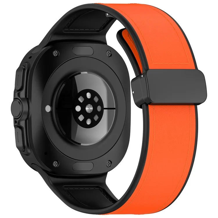 Pour Samsung Galaxy Watch Ultra 47mm Bracelet de montre Boucle magnétique Cuir enduit de silicone Bracelet de poignet - Orange