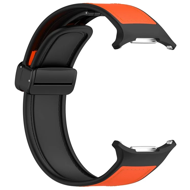 Pour Samsung Galaxy Watch Ultra 47mm Bracelet de montre Boucle magnétique Cuir enduit de silicone Bracelet de poignet - Orange