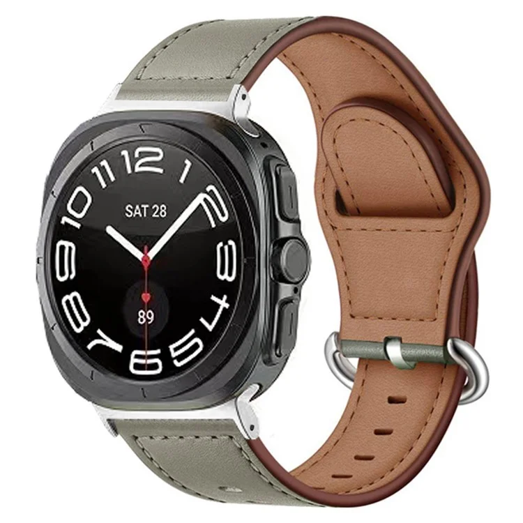 Per Samsung Galaxy Watch Ultra 47mm Cinturino per Orologio Vera Pelle di Mucca - Grigio Scuro