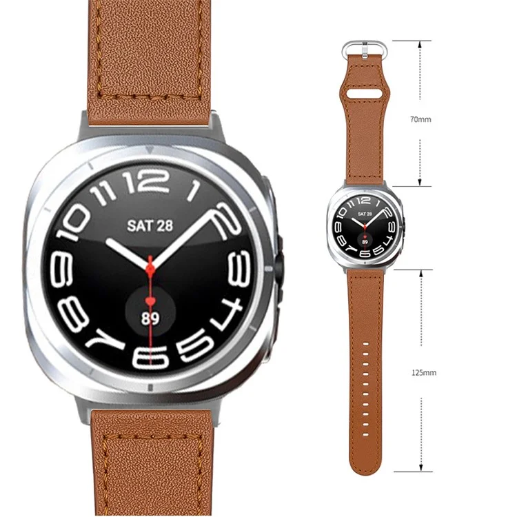 Per Samsung Galaxy Watch Ultra 47mm Cinturino per Orologio Vera Pelle di Mucca - Grigio Scuro