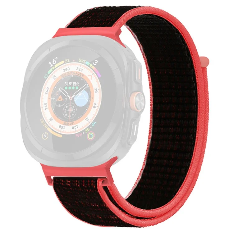 Pour Samsung Galaxy Watch Ultra 47mm Bande de nylon tressée réglable Remplacement de bracelet de poignet - Noir+Rouge